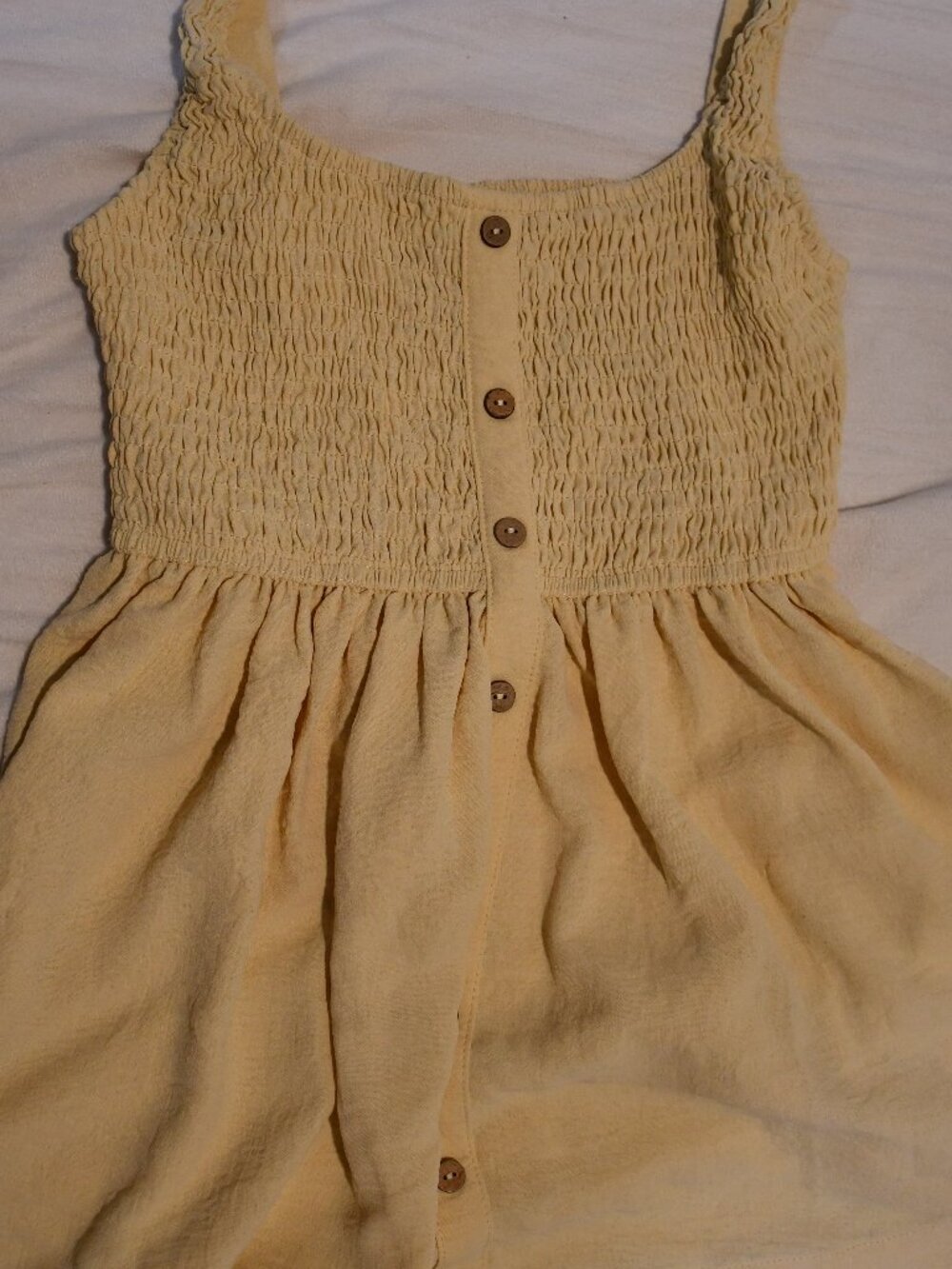 Yellow w/ Brown Button-Down Baby Doll Shirt (Stretchy Top and Flowy Bottom)
